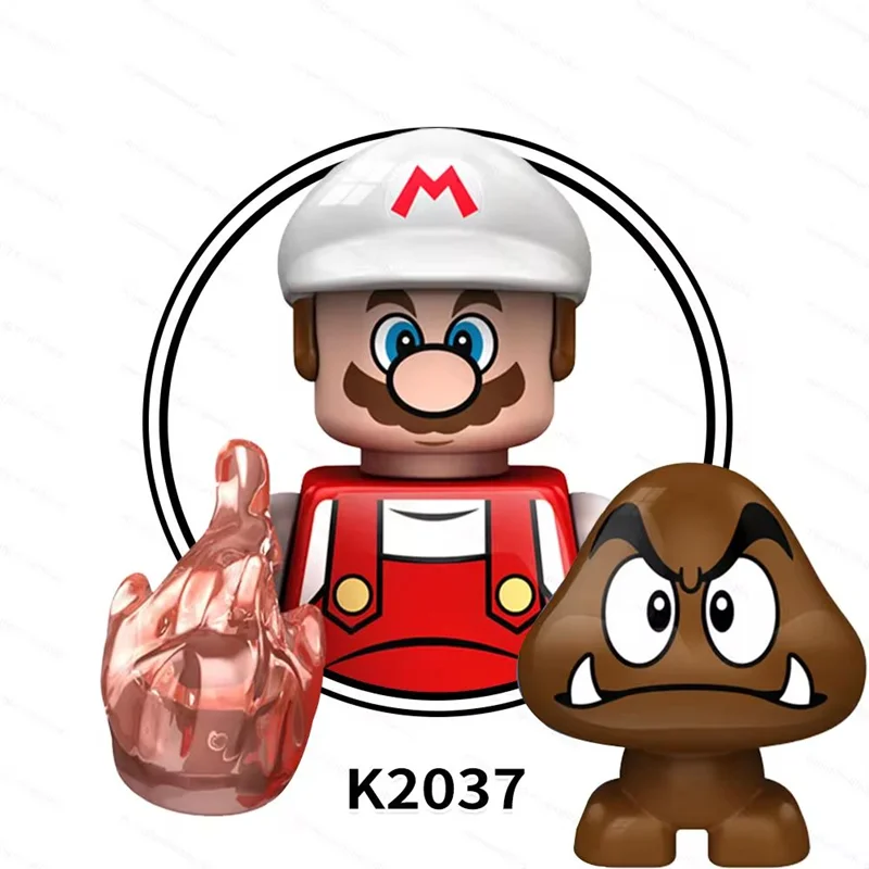 خرید آدمک لگویی فله مینی فیگور لگویی لگو «ست 6 تایی سوپر ماریو شامل: ماریو، لویجی، ماریو سازنده، واریو، فایر آتش ماریو، والویجی» KDL Minifigures Mario, Luigi, Builder Mario, Wario, Fire Mario, Waluigi set Of 6 K2037