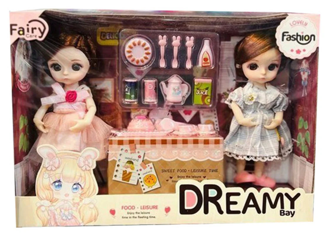 خرید اسباب بازی برند دریمی بای «2 عروسک چشم تیله ای با لوازم ست چایخوری» Dreamy Bay Fairy Care Lovely Fashion 6643