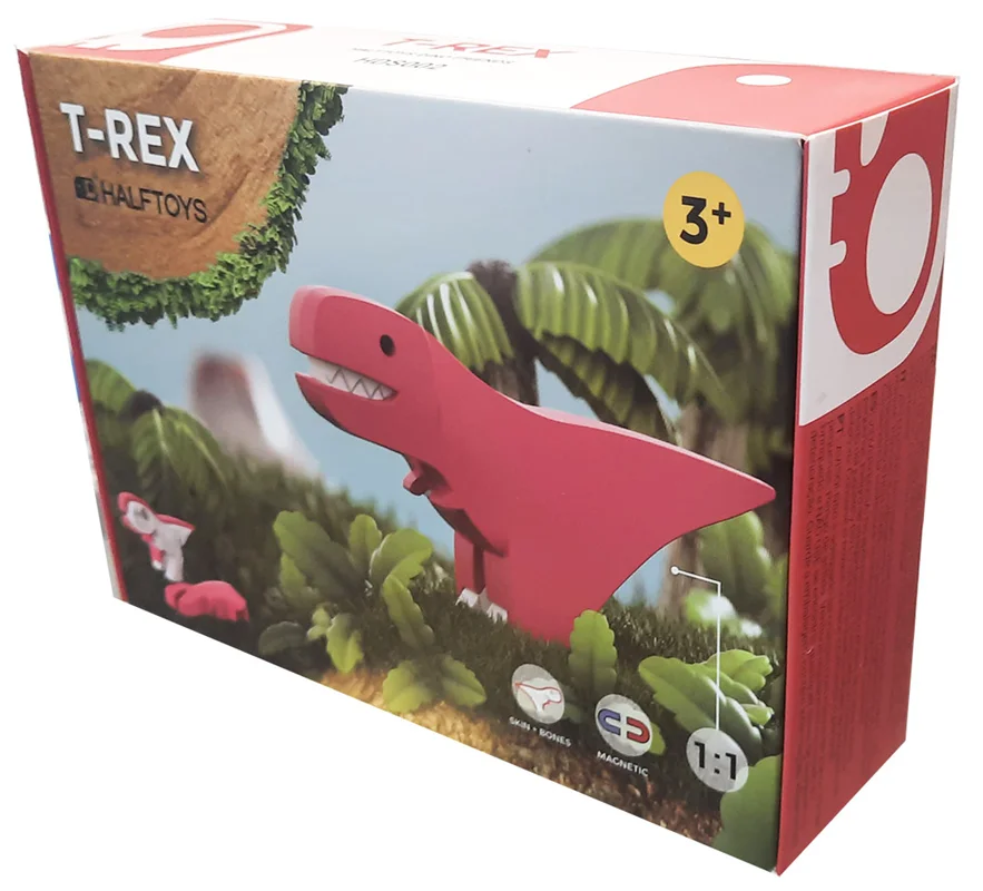 خرید بازی فکری ساختنی 3 بعدی مغناطیسی «دایناسور تیرکس»  Halftoys 3D Bone Puzzle Magnet Play Dino friends T-rex HDS002