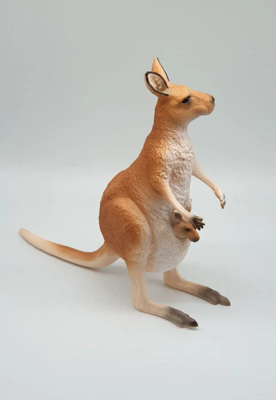خرید فیگور حیوان وحشی فیگور «کانگورو بزرگ با بچه» فیگور مدل واقعی حیوانات، مجسمه حیوان، مدل شبیه سازی شده حیوان Kangaroo Simulation Model Wild Animals Figure