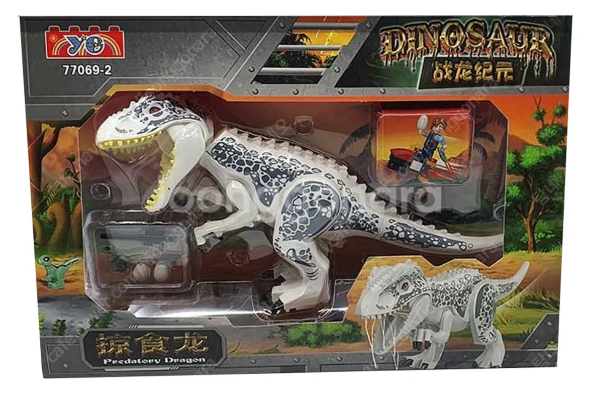 خرید لگو ساختنی «دایناسور بزرگ و کوچک، آدمک لگویی و سفینه اژدهای خرابکار» لگو  YG Jurassic Tyrannosaurus ReX World Dinosaur Building Blocks Bricks YG 77069-1