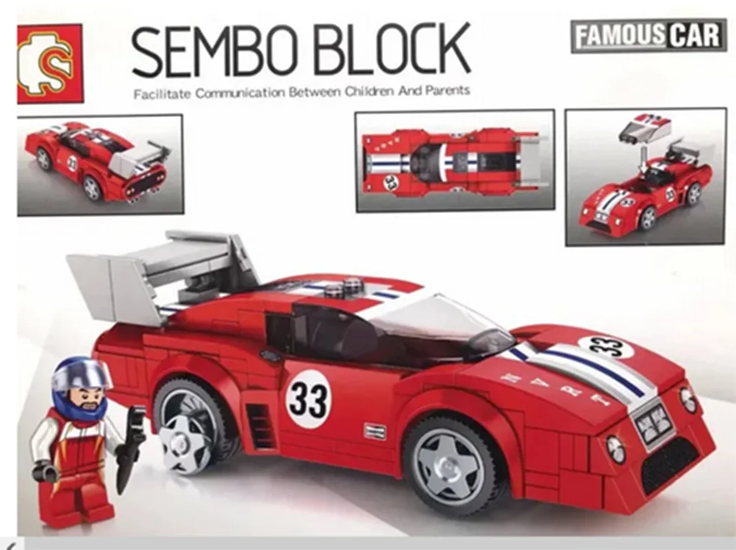 خرید لگو سمبو بلاک تکنیک «ماشین فراری Sembo Block Famous Car Ferrari BB512 Le Mans Technic 607063