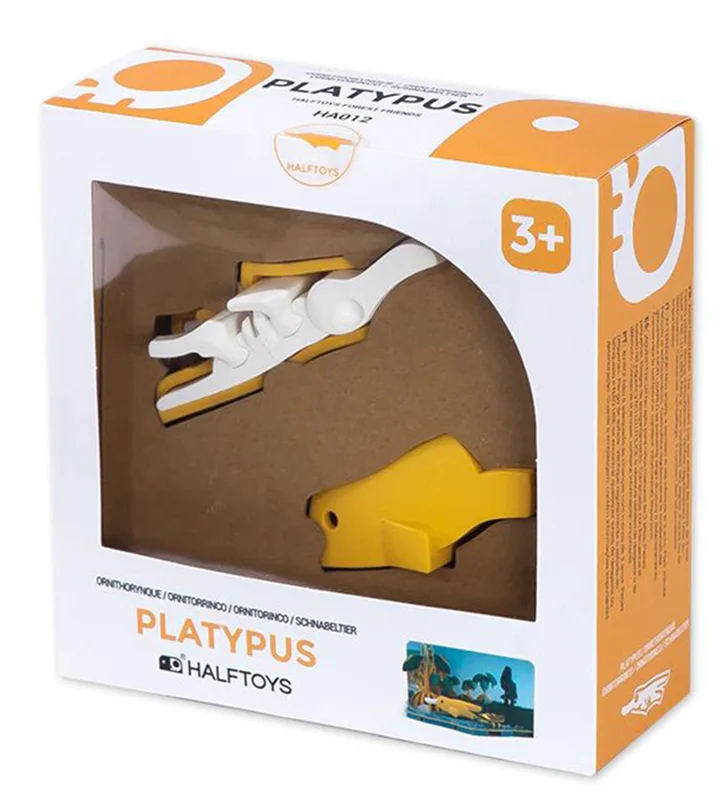 خرید بازی فکری ساختنی 3 بعدی مغناطیسی «پلاتیپوس با تصاویر پازلی»  Halftoys 3D Bone Puzzle Magnet Play Forest Friends Diorama Platypus HA012