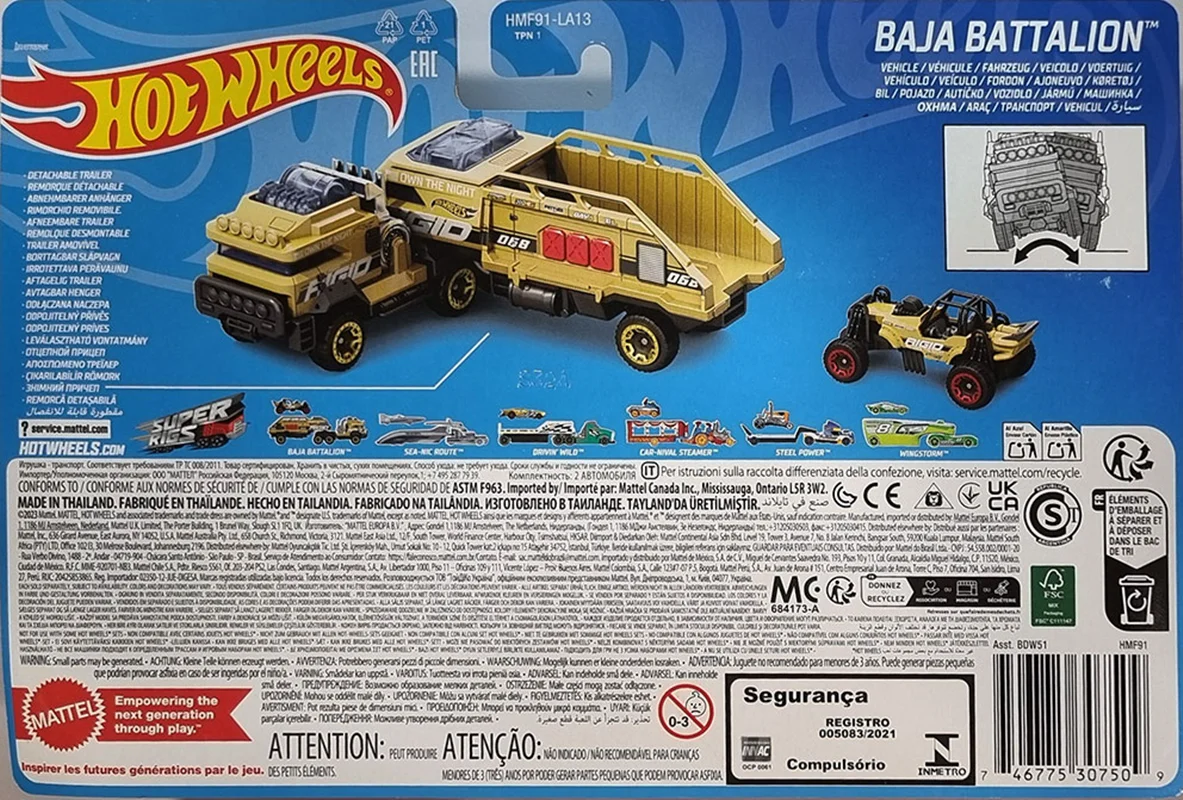 خرید ماشین فلزی هات ویلز کامیون «باجا بتالین» کامیون فلزی Hot Wheels Super Baja Battalion HMF91-LA13 BDW51