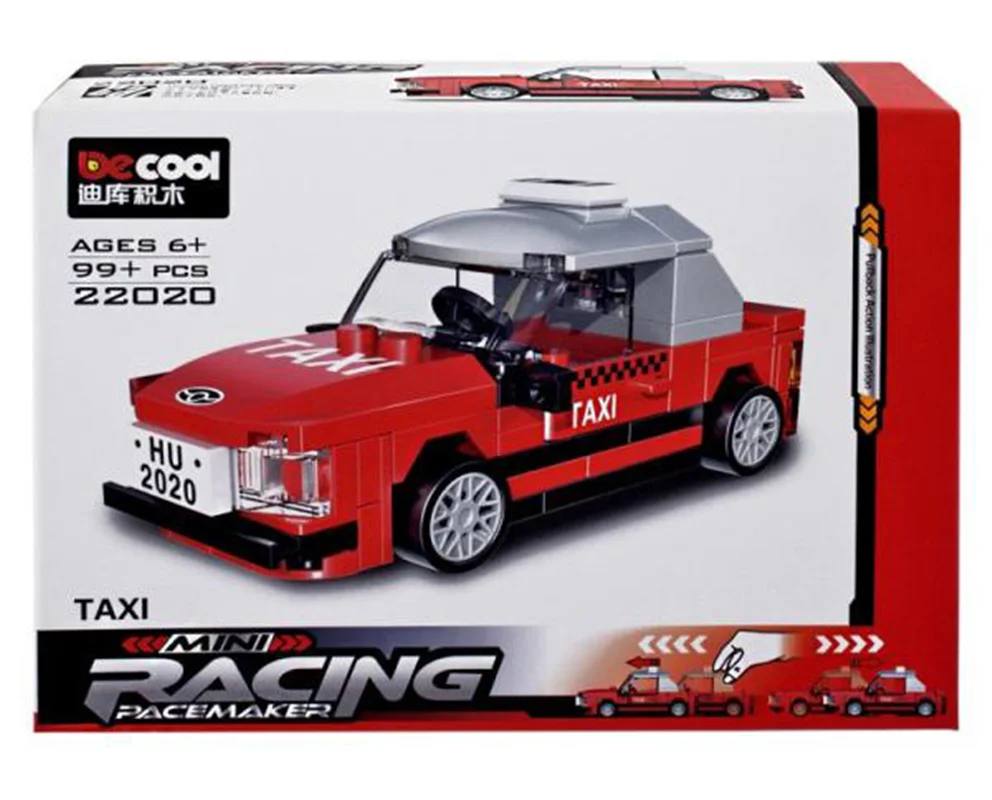 خرید لگو دکول «ماشین تاکسی» Decool Pull Back Mini Racing Taxi Car Lego 22020