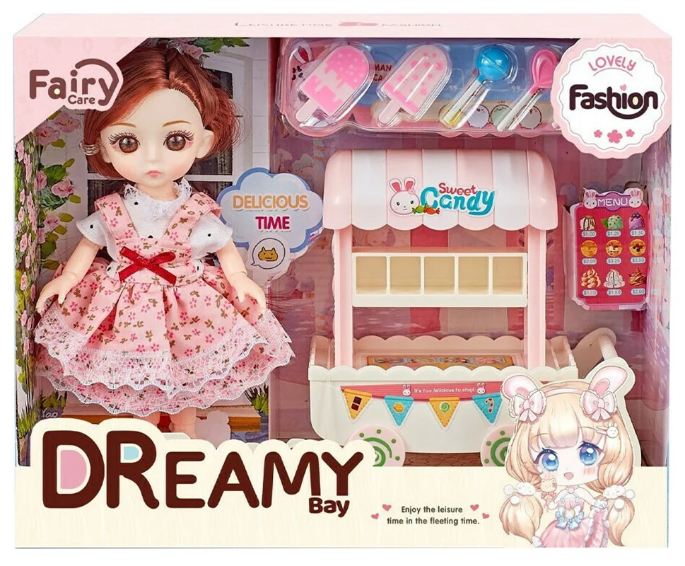خرید اسباب بازی برند دریمی بای «عروسک با لوازم بستنی و آبنبات چوبی فروشی» Dreamy Bay Fairy Care lovely Fashion 6635
