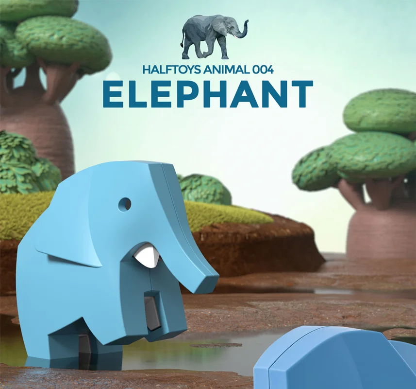 خرید بازی فکری ساختنی فیل 3 بعدی مغناطیسی «الفنت: فیل» Halftoys 3D Bone Puzzle Magnet Play Savannah Animal friends HAS004