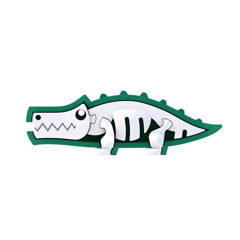 خرید بازی فکری ساختنی 3 بعدی مغناطیسی «کروکودیل: تمساح با تصاویر پازلی»  Halftoys 3D Bone Puzzle Magnet Play Savannah Friends Diorama Crocodile HA006
