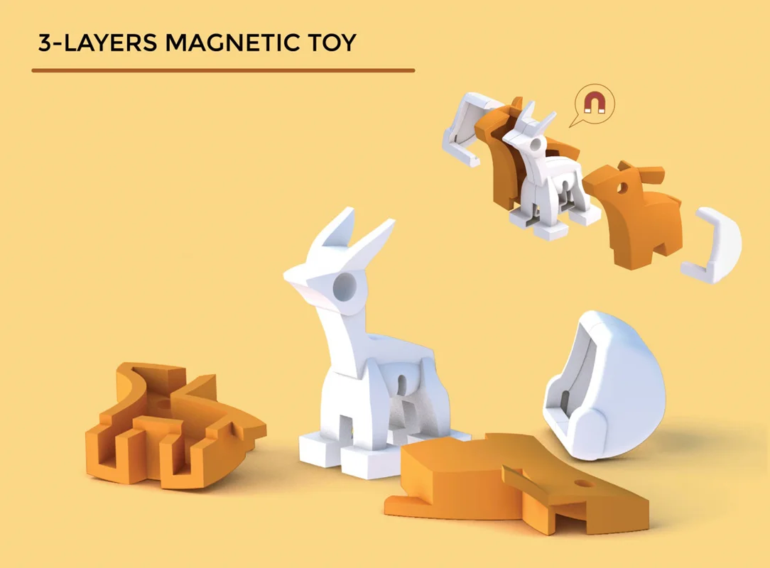 خرید بازی فکری ساختنی مغناطیسی بیبی گوزن یالدار ،حیوان 3بعدی مغناطیسی «بیبی ایمپالا : آهو» Halftoys Magnetic 3D Bone Puzzle Magnet Play Baby Impala HAB002