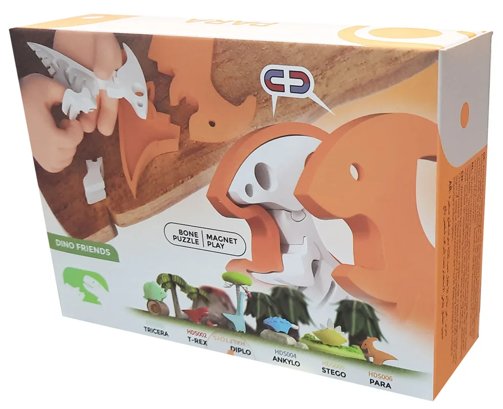 خرید بازی فکری ساختنی دایناسور 3 بعدی مغناطیسی «دایناسور پارا» Halftoys 3D Bone Puzzle Magnet Play Dino friends Para Dinosaur HDS006