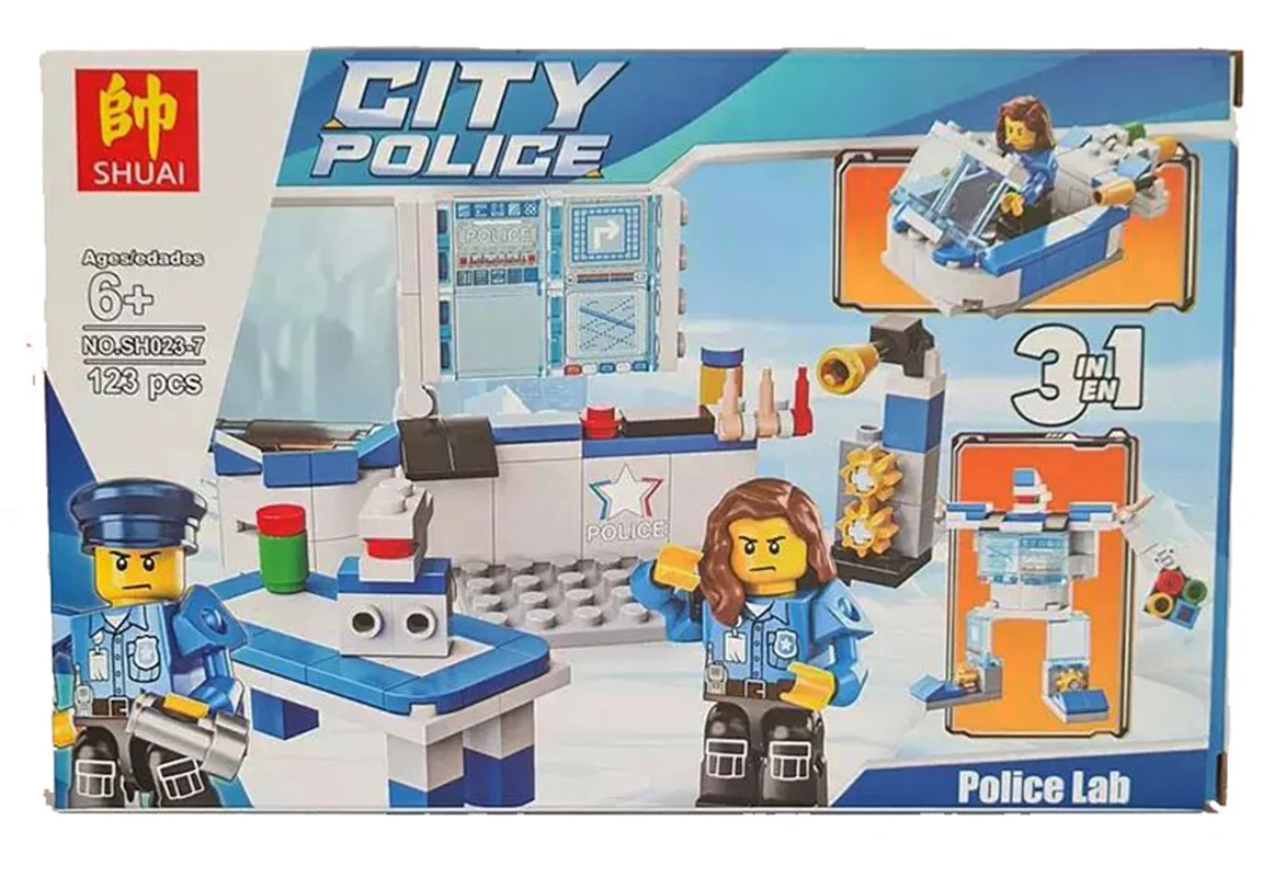 خرید لگو آزمایشگاه، لگو ترانسفورمر، لگو قایق موتوری، لگو پلیس شهر «آزمایشگاه پلیس» Lego Shuai City Police, Police Lab SH023-7
