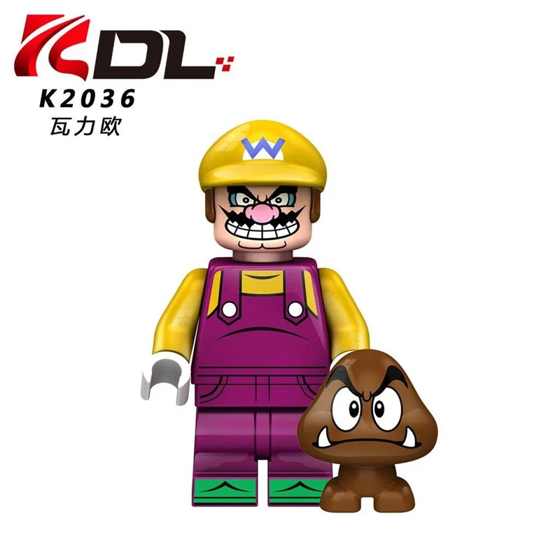 خرید آدمک لگویی فله مینی فیگور لگویی لگو «ست 6 تایی سوپر ماریو شامل: ماریو، لویجی، ماریو سازنده، واریو، فایر آتش ماریو، والویجی» KDL Minifigures Mario, Luigi, Builder Mario, Wario, Fire Mario, Waluigi set Of 6 K2036