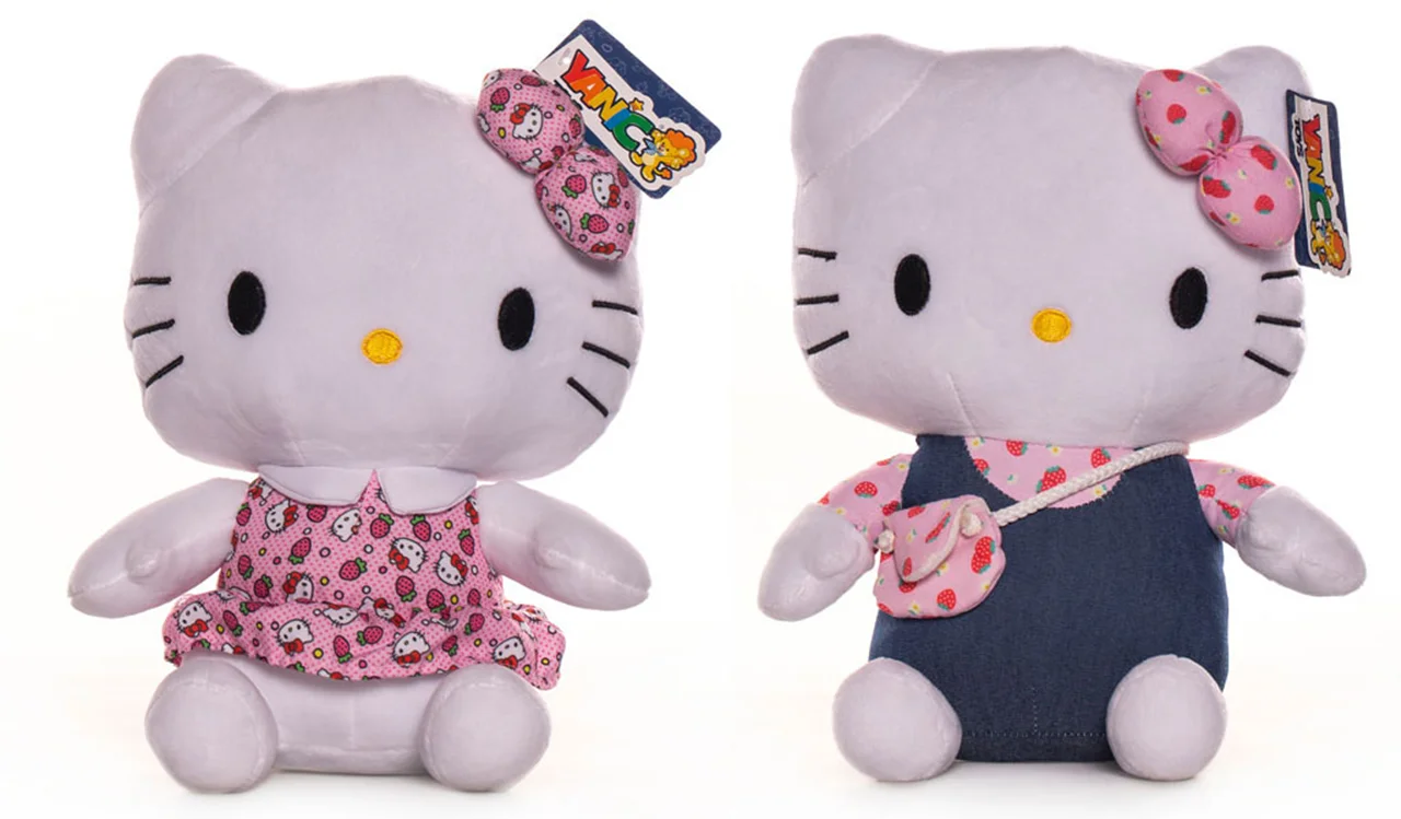 خرید اسباب بازی عروسک پولیشی یانیک تویز «هلوکیتی با پیراهن و لباس جین» Yanic Toys Hello Kitty Plush Doll AF100152