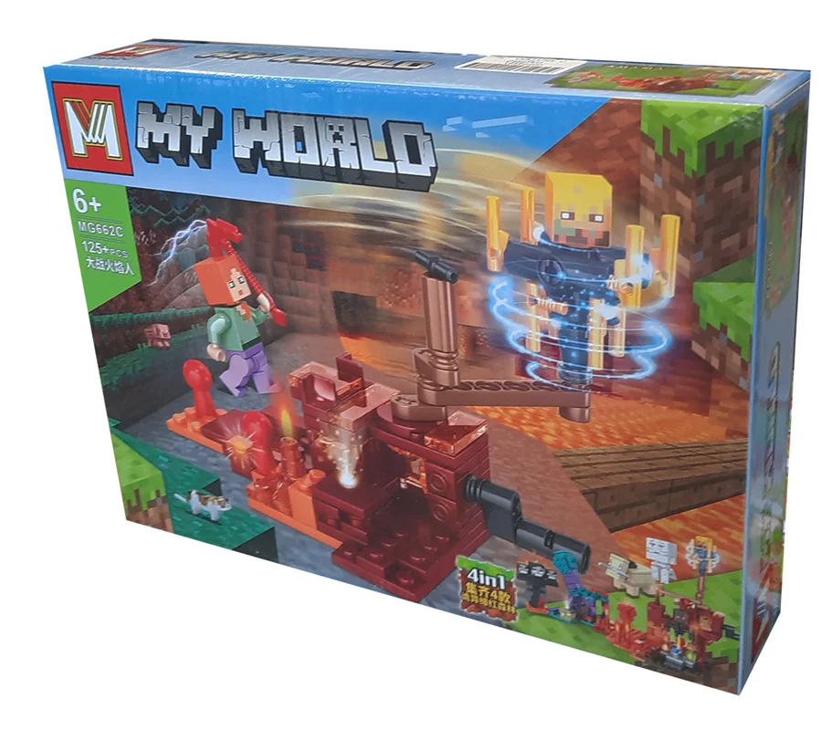 خرید لگو ماینکرفت، لگو ماینکرافت، لگو نبرد، لگو پیرومن، لگو اسکلت، لگو «ماینکرفت، ست 4 تایی نبرد با پیرومن» Lego MW My World  Minecraft Battle with Pyroman MG662A-D