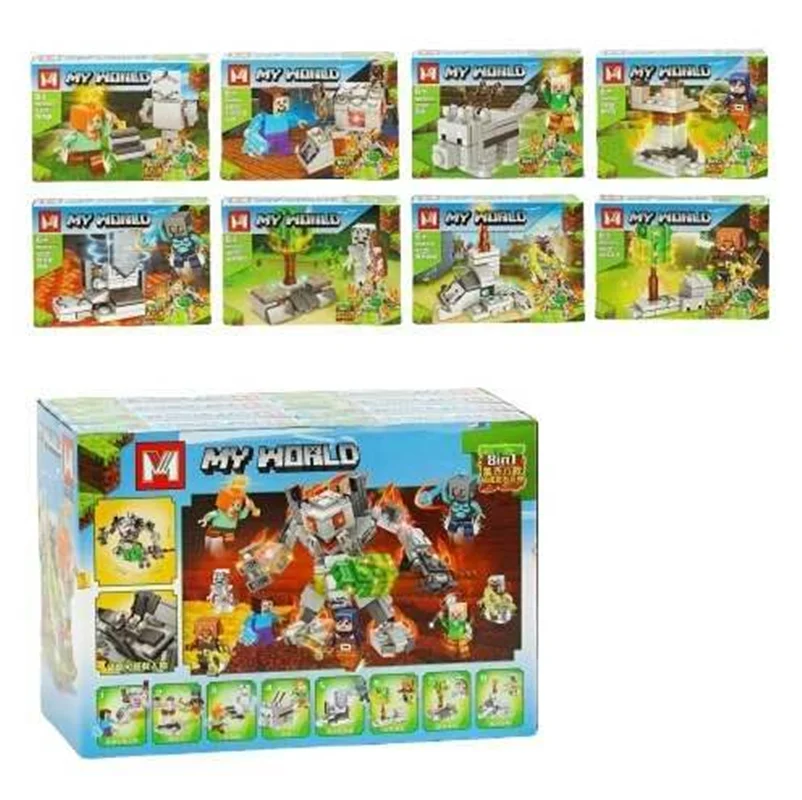 خرید لگو غول، لگو سنگی، لگو ماینکرفت، لگو ماینکرافت، لگو «ماینکرفت، ست 8 تایی غول سنگی» Lego My World Minecraft Set of 8 stone giants MG830-1-8