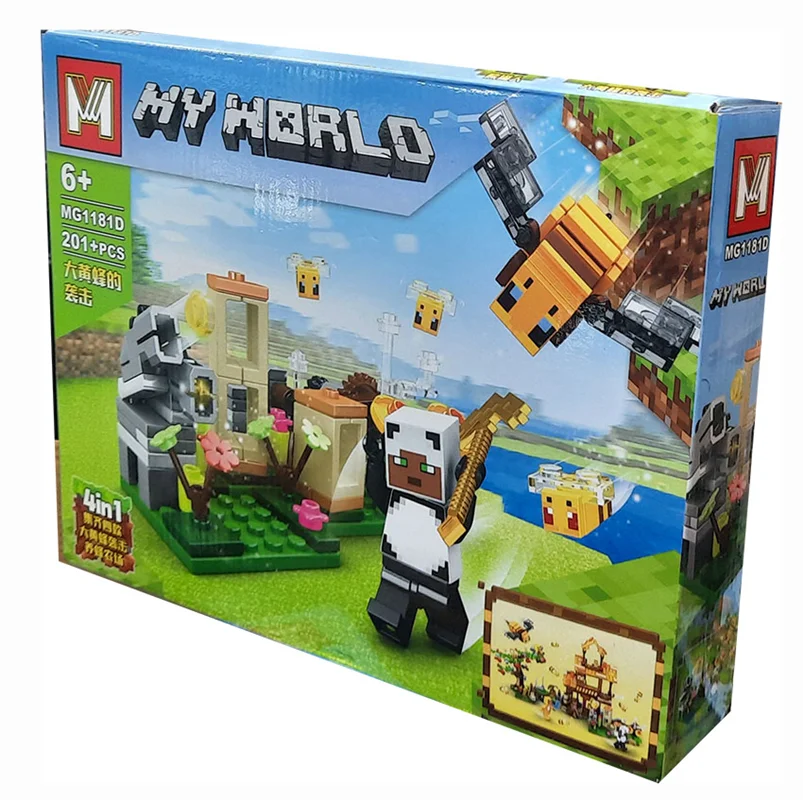 خرید لگو ماینکرفت، لگو ماینکرافت، لگو ساختمان، لگو زنبور، لگو «ماینکرفت، ساختمان پرتاب تیر و زنبور»  Lego MW Mincraft My World Building and Bee MG1181D