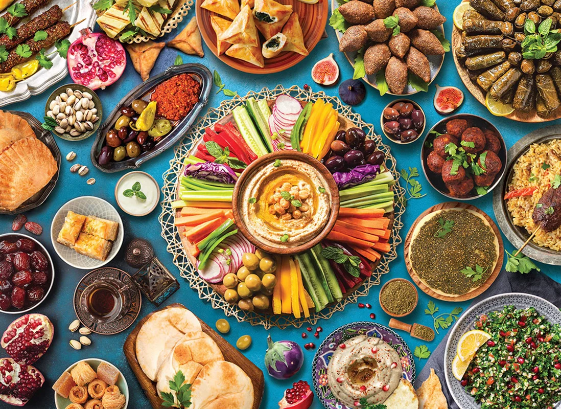 پازل میز، پازل غذا خاورمیانه ای، پازل خاورمیانه، پازل یوروگرافیک 1000 تکه پازل «میز غذا خاورمیانه ای»