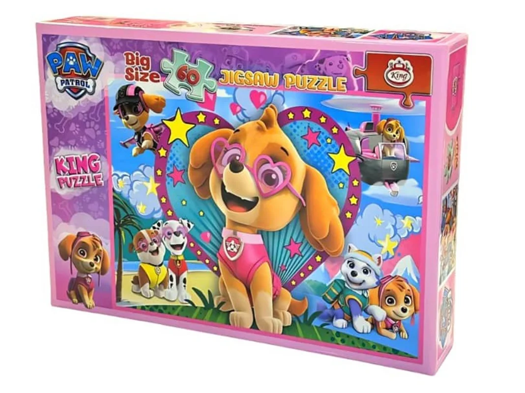 نمای جعبه پازل 60 قطعه کودکان King Education Jigsaw Puzzle مدل سگهای نگهبان Paw Patrol – نمای جلو