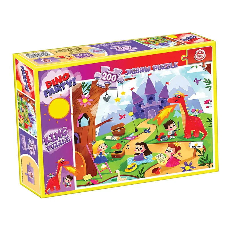 نمای سه بعدی جعبه پازل کینگ پارتی دایناسور 200 تکه Dino Party