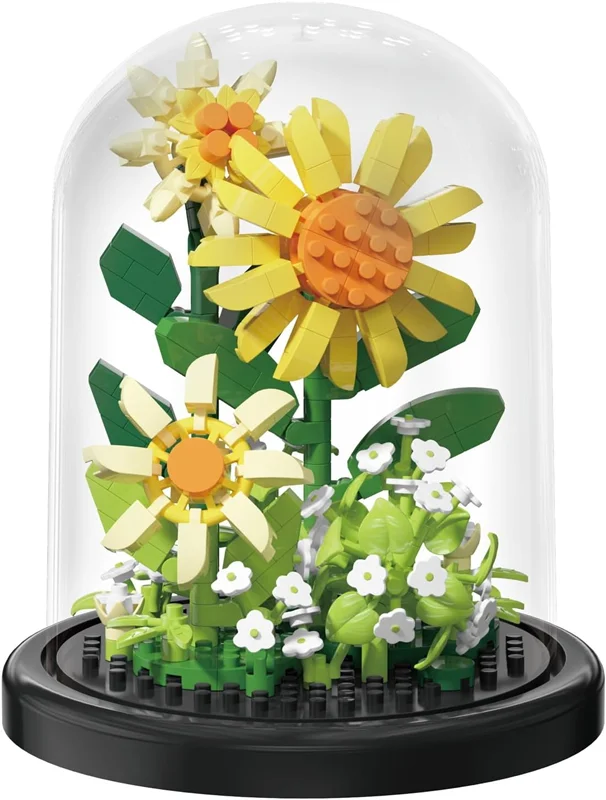 جعبه لگو گل Flower DIY آفتابگردان در محفظه شفاف 7232