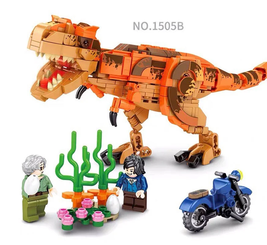 لگو اس وای «دایناسور با 2 مینی فیگور و موتورسیکلت لگویی» لگو پارک ژوراسیک، لگو دایناسور SY Word Dinosaur lego sy1505b
