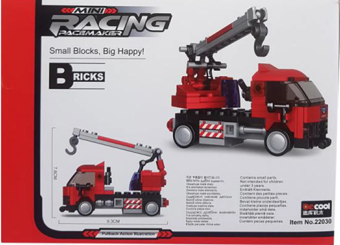 خرید لگو دکول «ماشین جرثقیل عقب کش» Decool Pull Back Mini Racing Crane Car Lego 22030