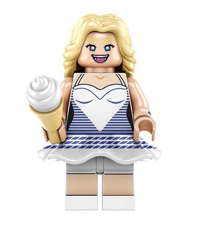 لگو «باربی با بستنی لباس آبی» خرید آدمک لگویی فله مینی فیگور لگویی  Kopf Minifigures Lego Movies and TV Barbie KF3016