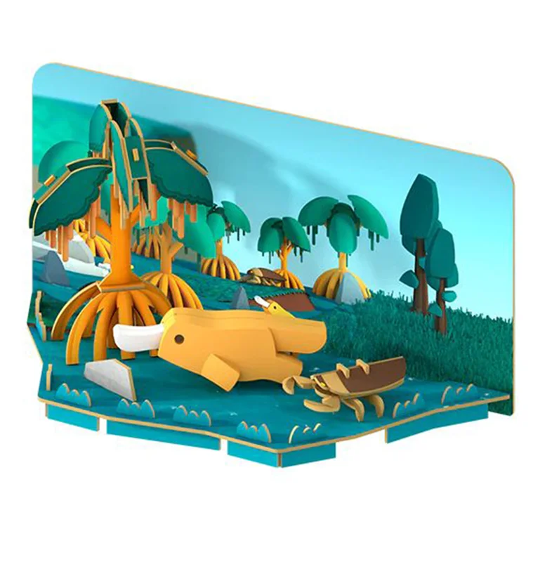 خرید بازی فکری ساختنی 3 بعدی مغناطیسی «پلاتیپوس با تصاویر پازلی»  Halftoys 3D Bone Puzzle Magnet Play Forest Friends Diorama Platypus HA012