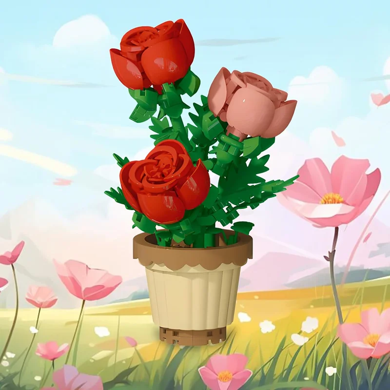 لگو گلدان زیبای گل رز Rose 7227 در طبیعت