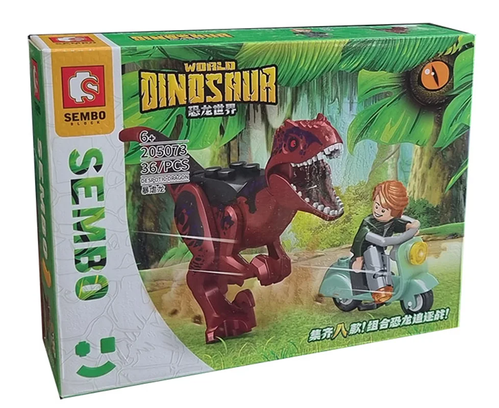 خرید لگو ساختنی سمبو بلاک «دایناسور بدایناسور دسپوتیک دراگون: اژدهای مستبد همراه با یک آدمک لگویی و موتورسیکلت لگویی» لگو  Sembo Block Lego Dispotic dragon Dinosaur 205073