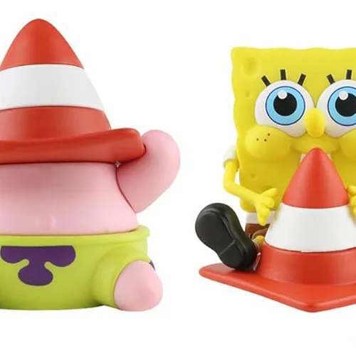 ست 2 تایی فیگور باب اسفنجی و پاتریک با مخروط ترافیکی Spongebob Patrick Star