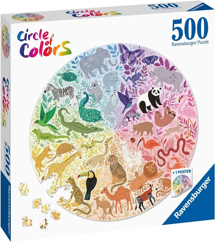پازل رونزبرگر 500 تکه «دایره رنگی حیوانات» Ravensburger Circle Of Colors Animals 500 pcs 17172