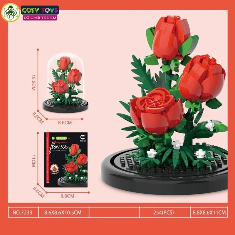 گل کامل Rose Flower 7233 روی میز و اندازه