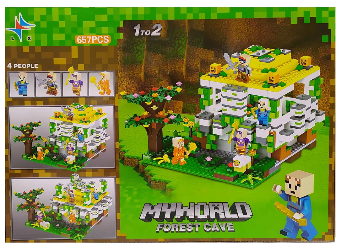 لگو ماینکرافت غار جنگلی MyWorld LX.A308 نمای پشت جعبه