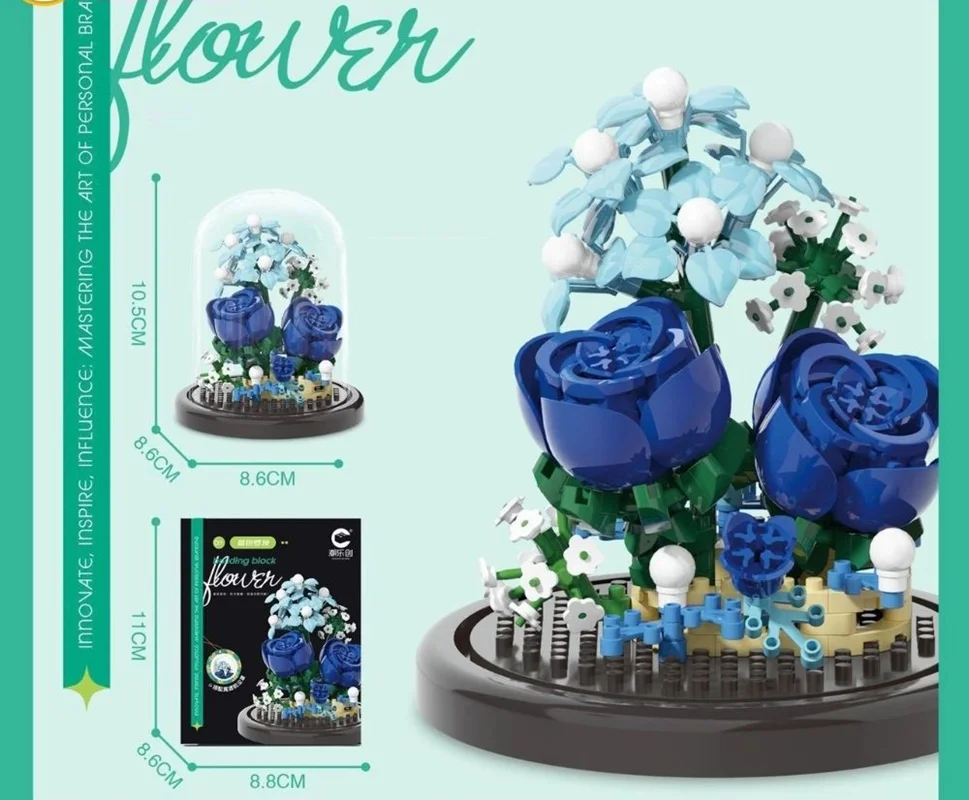 لگو Blue Rose Flowers  اندازه ها و ابعاد