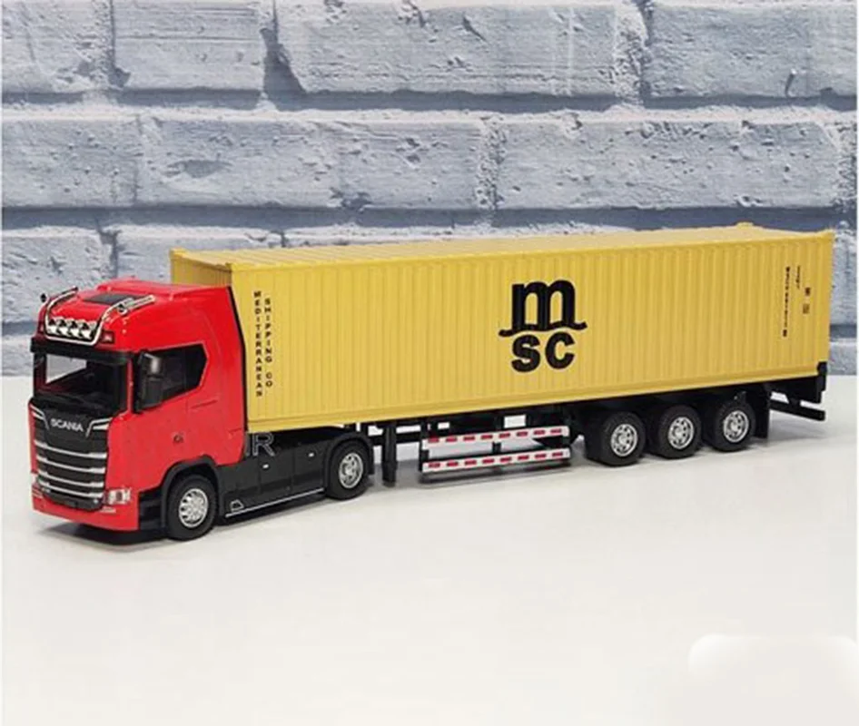 خرید ماشین فلزی «ماکت تریلی کامیون اسکانیا کانتینر دار آلیاژی» ماشین فلزی Alloy Model Car Scania container truck JG2605