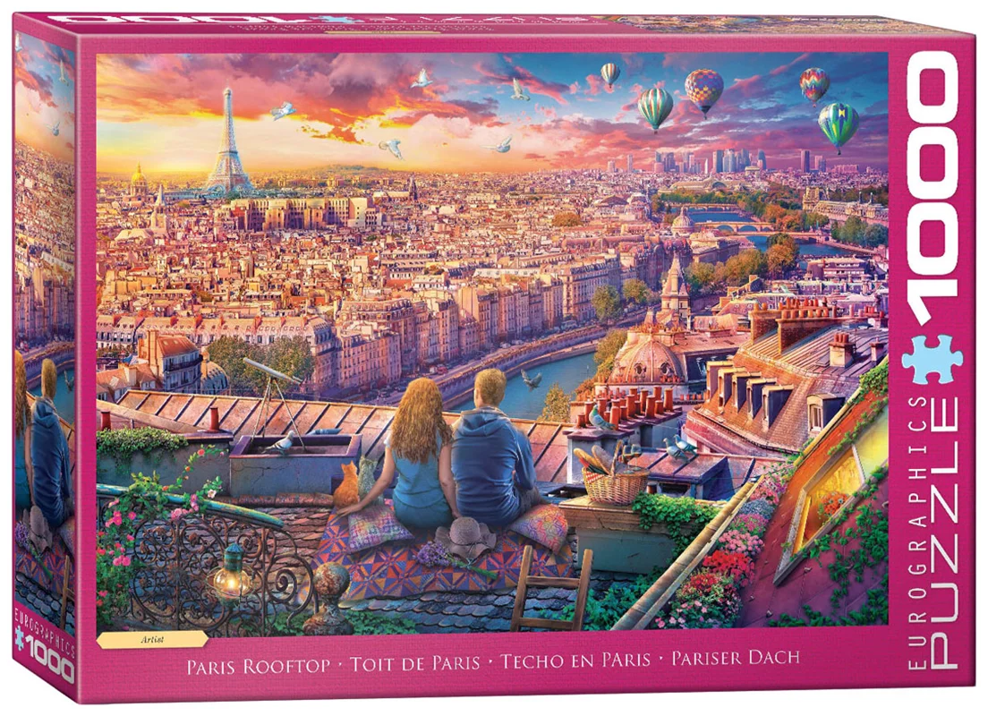 پازل 1000 تکه یوروگرافیک مدل پشت بام پاریس – نمای سهبعدی بستهبندی