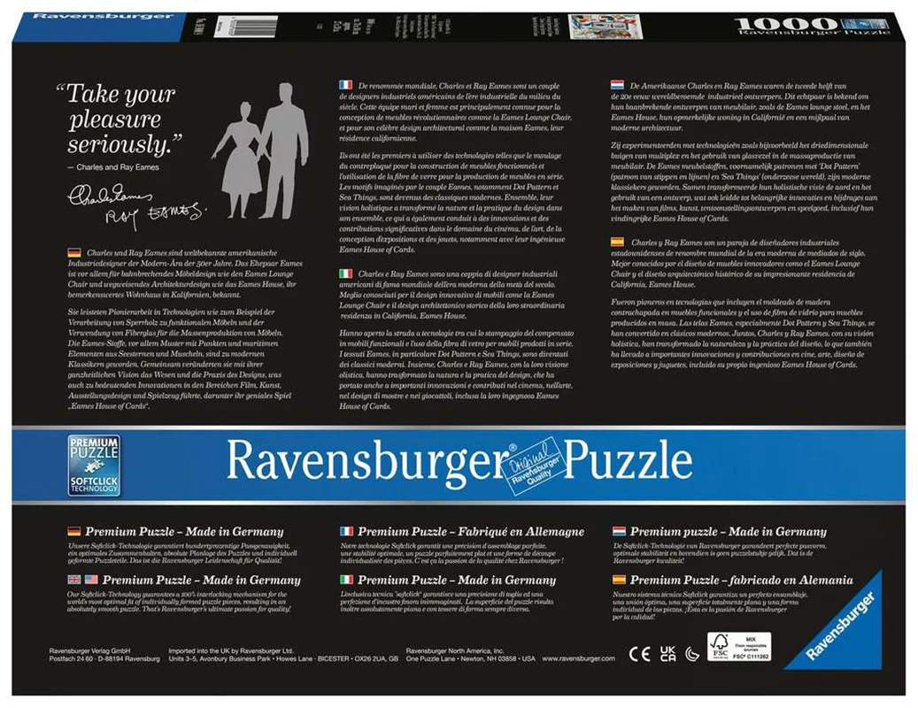 خرید رونزبرگر پازل 1000 تکه «طراحی کلاسیک ایمز» Ravensburger Puzzle Jigsaw Puzzle Eames Design Classics 1000 pcs 16899