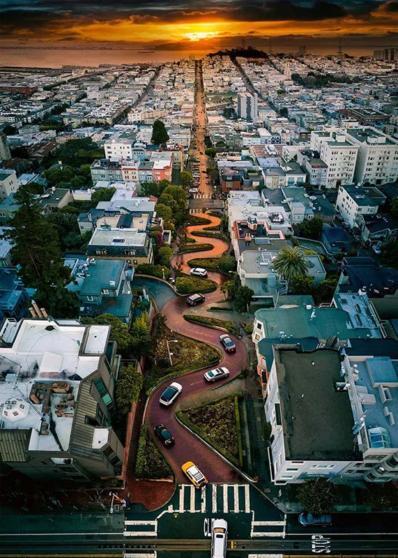 پازل رونزبرگر 1000 تکه «خیابان لومبارد، سانفرانسیسکو» Ravensburger Puzzle Lombard Street, San Francisco 1000 Pieces 16732