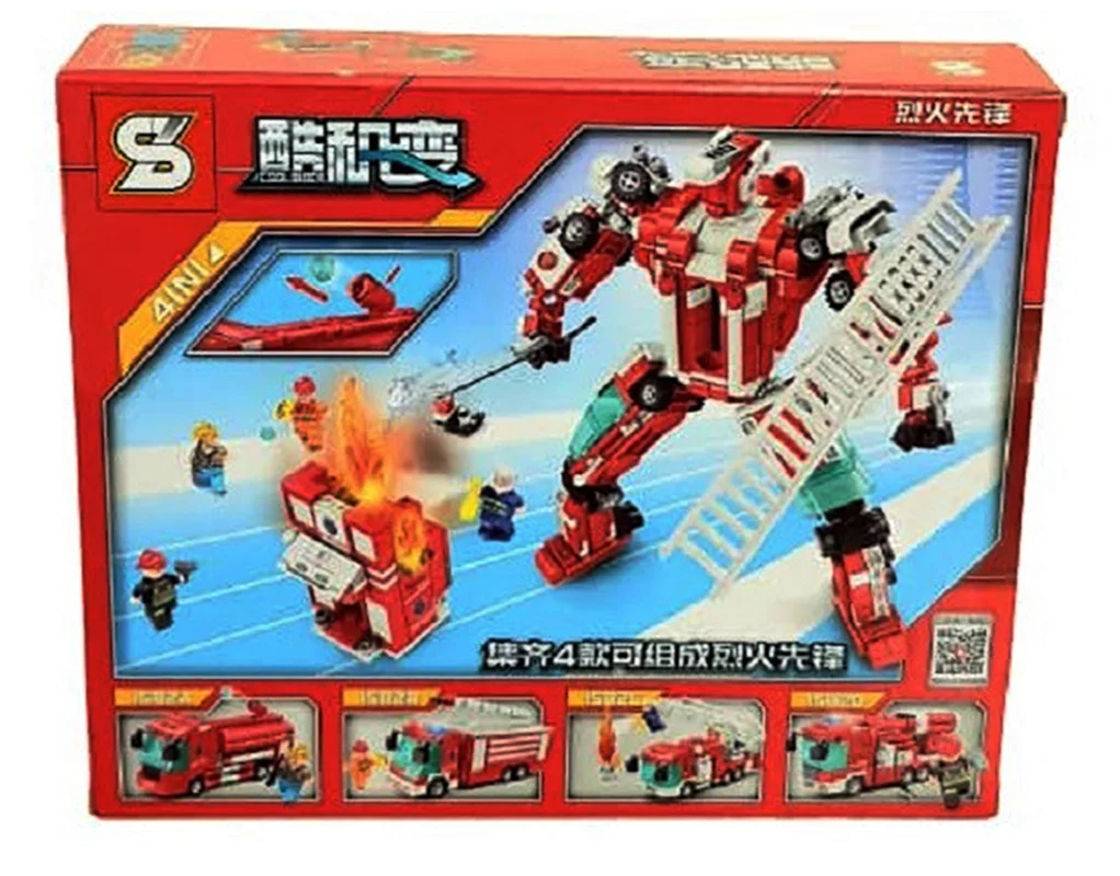 لگو اس وای «ماشین آتشنشانی با 1 مینی فیگور لگویی» SY Block Fire Truck Car Lego 1582a