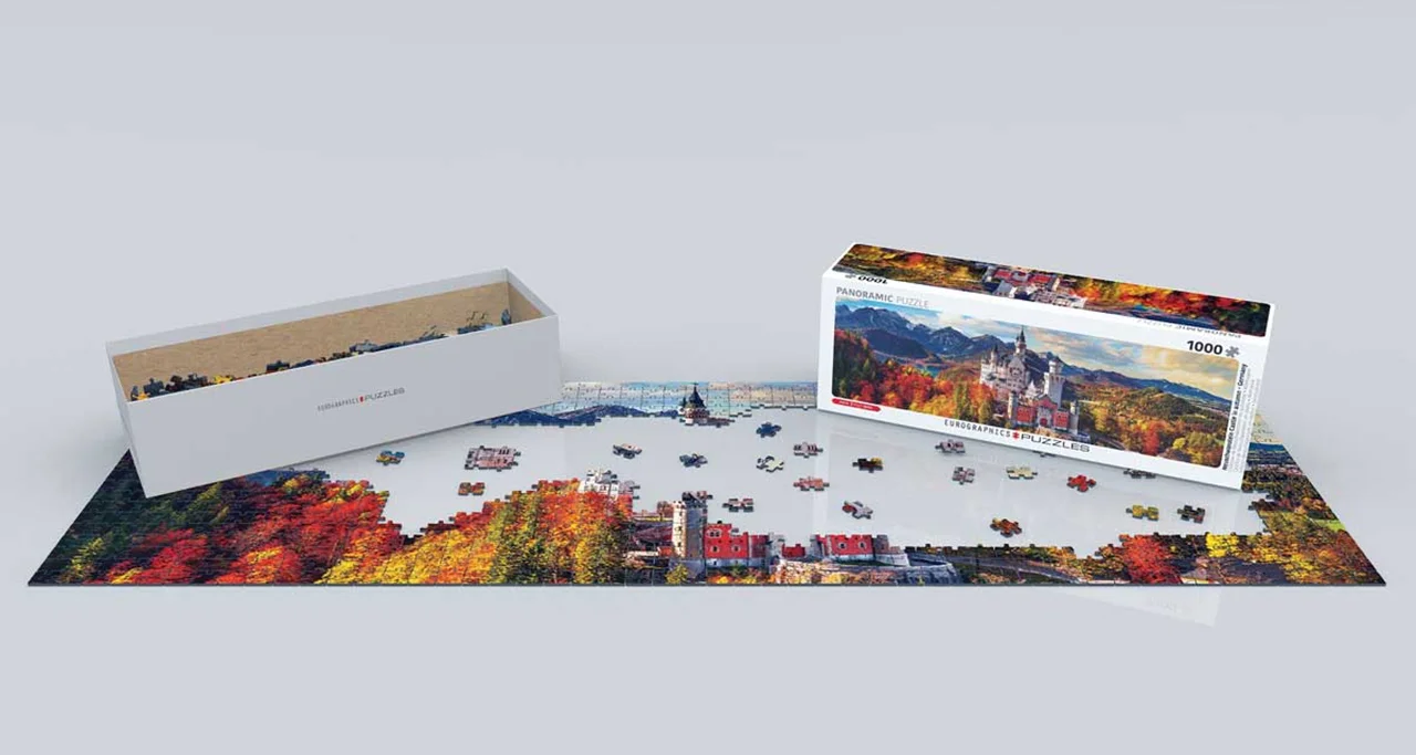 پازل یوروگرافیک 1000 تکه پاناروما «قلعه نویشوانشتاین در پاییز» Eurographics Puzzle Neuschwanstein Castle in autumn 1000 pieces Panorama 6010-5444