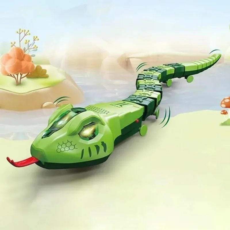 خزنده ساختنی موزیکال چراغدار مدل Slitherbot Snake Tenxuan 11 - نمای جلو مار در حال حرکت
