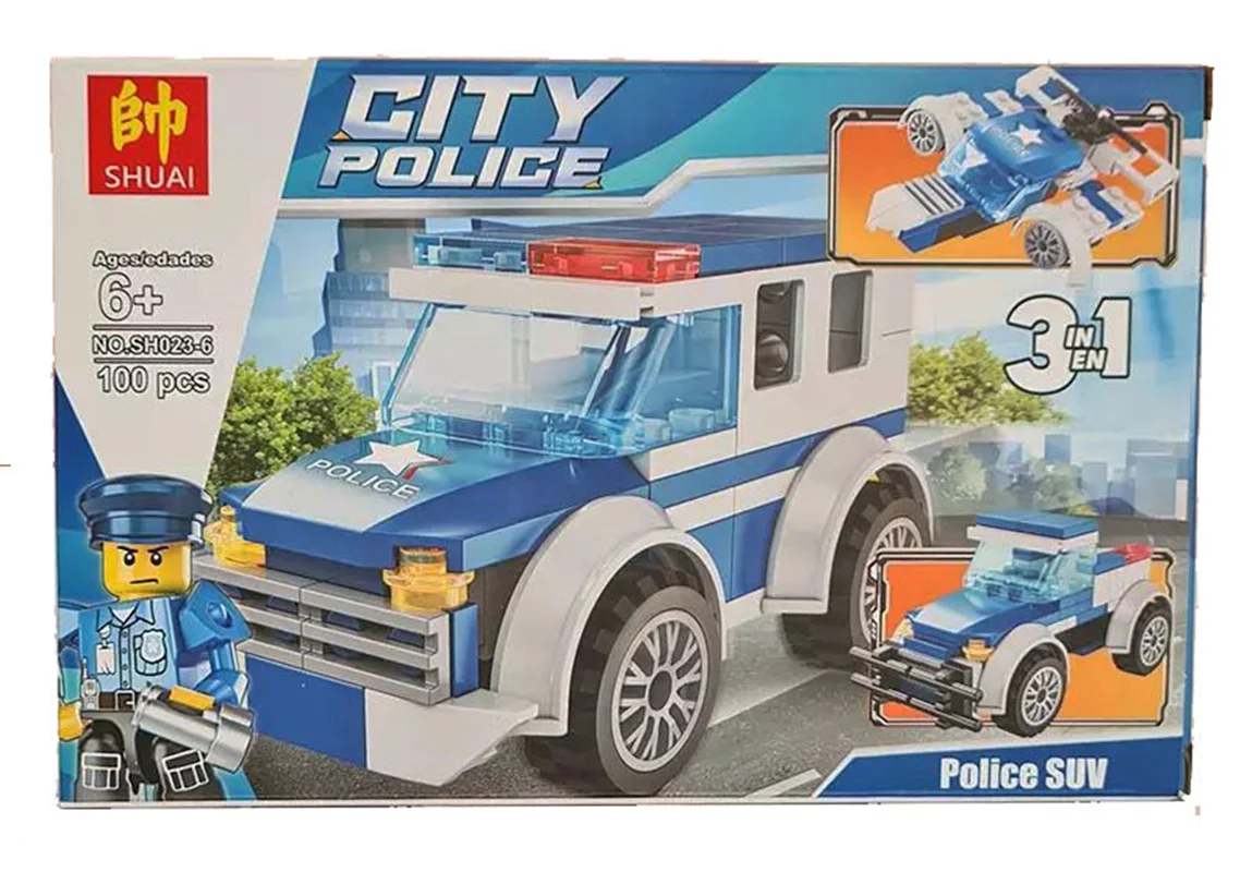 خرید لگو شاسی بلند پلیس، لگو شاسی، لگو ماشین، لگو ایرکرافت، لگو پلیس شهر «ماشین شاسی بلند پلیس» Lego Shuai City Police, Police Suv SH023-