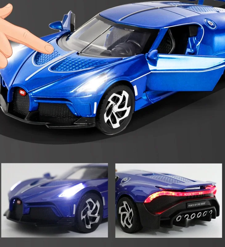 ماکت فلزی ماشین آبی و مشکی بوگاتی Bugatti 2013 maquette