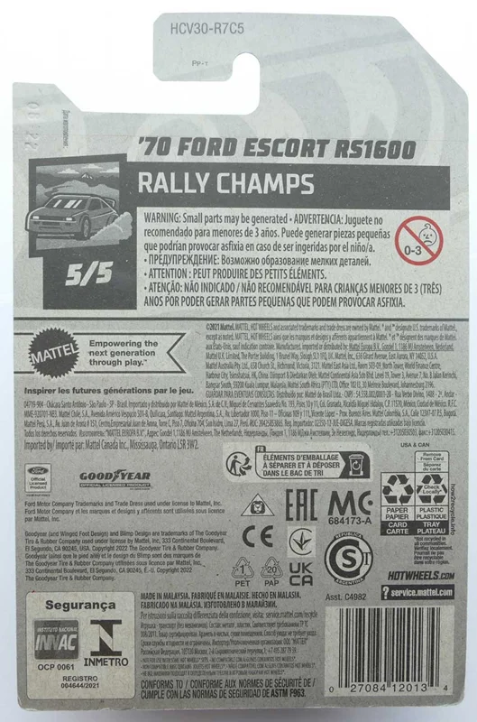 نمای پشت بستهبندی روکارتی ماشین فلزی هات ویلز 70 فورد اسکورت