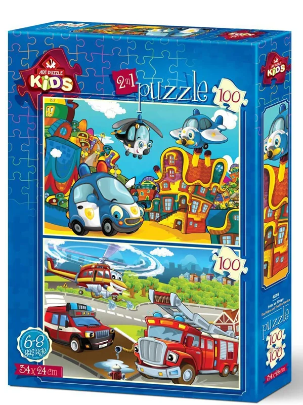 جعبه آرت پازل 2x100 تکه کودکان «پلیس و آتش نشانی»  Heidi Art Puzzle Kids Police and Fire Brigade 2x100 Pieces 4516