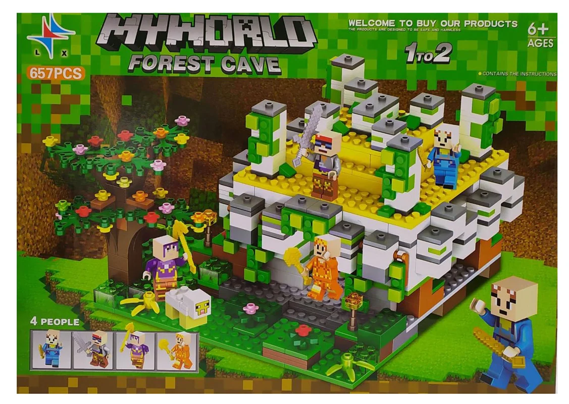 لگو ماینکرافت غار جنگلی MyWorld LX.A308 نمای جلوی جعبه