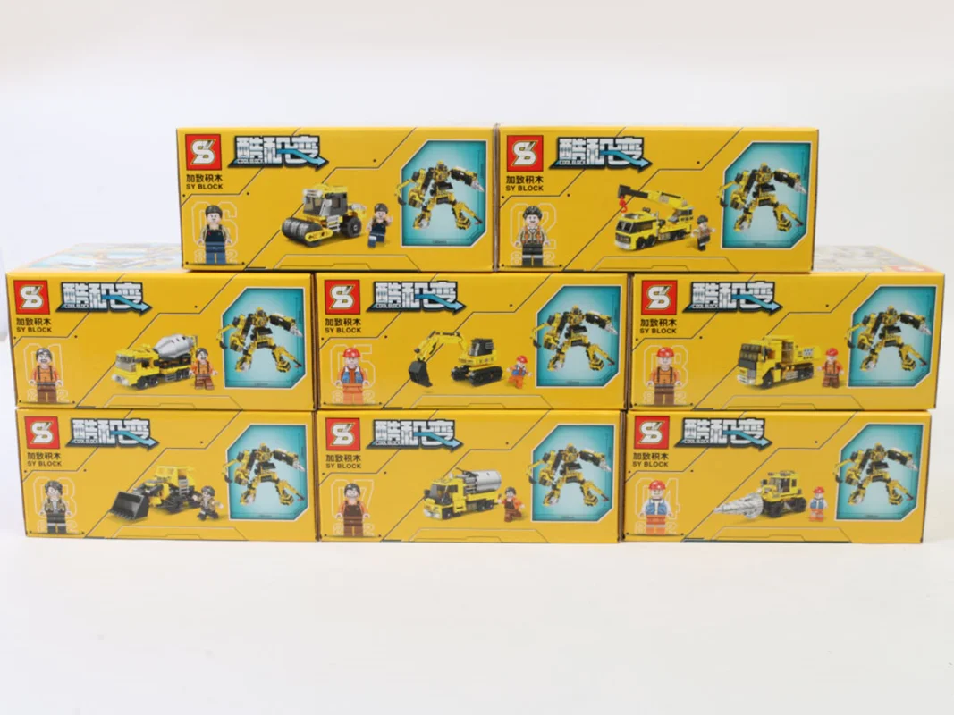 خرید لگو اس وای «ست 8 تای ماشین های مهندسی و راهسازی» SY Block 8pcs In one Set Engineering Series Lego 1585