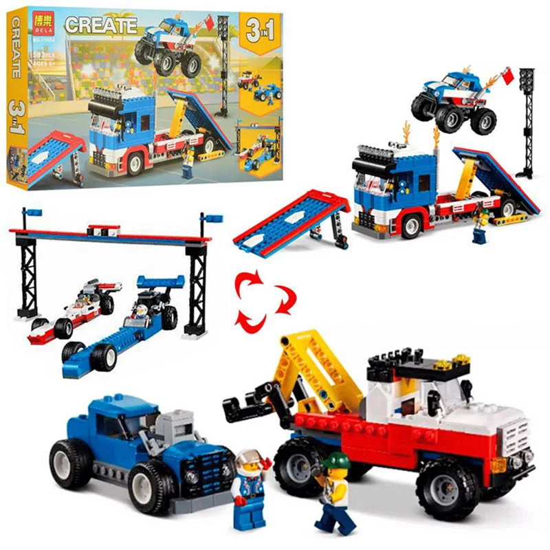 خرید لگو نمایش لگو بدلکاری لگو کریت «نمایش بدلکاری سیار»  Lego Bela Crate Mobile Stunt Show 3 In 1  11054