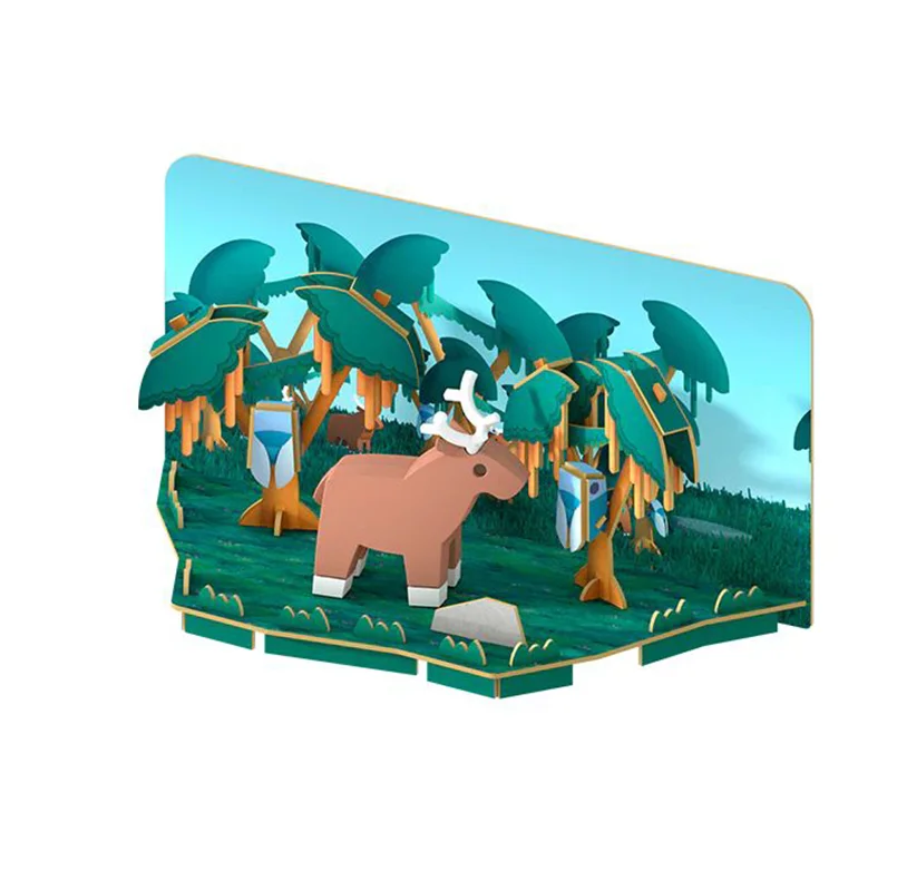 خرید بازی فکری ساختنی 3 بعدی مغناطیسی «ریندیر: گوزن شمالی با تصاویر پازلی»  Halftoys 3D Bone Puzzle Magnet Play Forest Friends Diorama Reindeer HA010